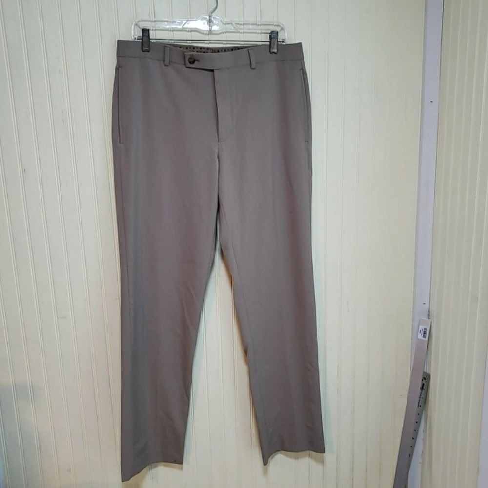 Lauren Ralph Lauren Dress Pants Mens 33x29 Beige Flat Front Stretch Microfiber